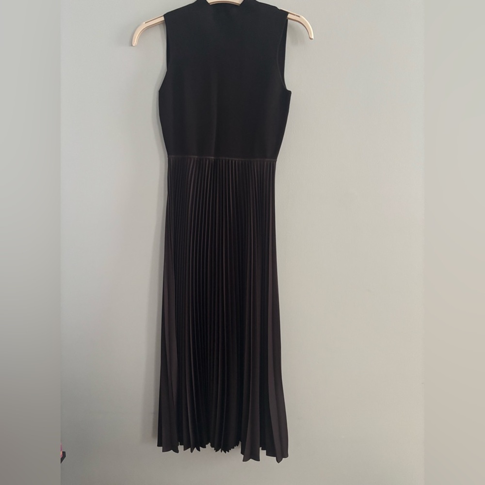 Theory Black Pleated Maxi Dress